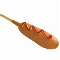 Corn Dog · Hot Dog skewered on a stick, dipped in corn batter, and then fried to a golden brown.