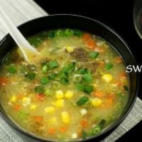 Sweet Corn Vegetable Soup · Soup made with corn and vegetables.