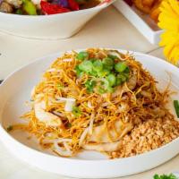 Crispy Pad Thai · Crispy egg noodle with egg, scallions, bean sprouts and ground peanuts.