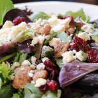 Cranberry Walnut Salad · Mixed Greens, Dried Cranberries, Candied Walnuts, Blue Cheese Crumbles and Balsamic Vinaigre...