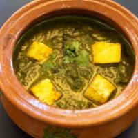 Palak Paneer · Top menu item. Fresh homemade cheese cubes served in freshly ground spinach. Served with rice.