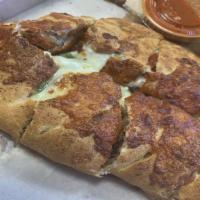 Broadway  Special Calzone · Signature red sauce, mozzarella cheese, pepperoni, sausage, green peppers, onions and mushro...