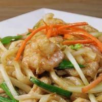 Shrimp Yaki Udon · Thick wheat flour noodles.