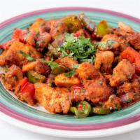  Chicken Chili · Boneless chicken deep fried and stir-fried with onion, garlic, ginger, tomato sauce, and bel...
