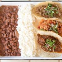 Meat Taco Platter  · Choice of three types of meat tacos topped w/onions, cilantro, & microgreens with your choic...