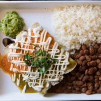 Vegan Enchiladas · House rolled heirloom tortillas stuffed with choice of filling (organic cremini mushrooms sa...