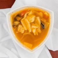 Tom Yum Chicken Lemongrass Soup · Hot and sour Thai style soup with lemongrass, galangal, kaffir leaves, tomato, onion, mushro...