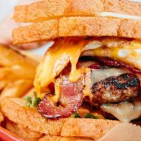 Bleacher Burger · American Cheese, Lettuce & Tomato, Chipotle Mayo.