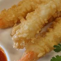 Tempura Shrimp · Battered tempura shrimp (5) with the perfect texture and satisfying crunch. Served with a si...