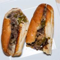 Steak Bomb · Classic Cheese Steak with Peppers, Onions & Mushrooms