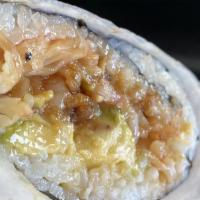 Super Dragon Sushirrito · (Cooked). Tempura shrimp, avocado, crab meat, eel with sweet soy sauce wrapped by seaweed, s...