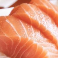 Salmon Sashimi · Raw. Three pieces.