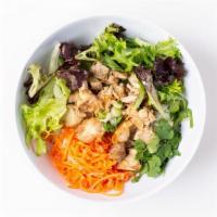 Rice Bowl · Rice bowl with your choice of rice, protein and sauce with pickled carrots and daikon, mescl...
