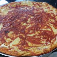Triple Cheese Upside Down Pizza · Swiss, mozzarella and provolone cheese.