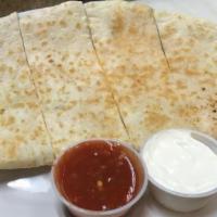 Cheese Quesadilla · Cheddar, American and pepper jack cheeses. Served with a side of sour cream and salsa.