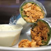 Buffalo Chicken Wrap · Popular. Grilled spicy chicken tossed in buffalo sauce with sauteed onions and bleu cheese (...