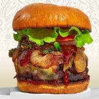 Be My Bbq Burger · Halal American beef patty topped with cheddar cheese, barbecue sauce, caramelized onions, an...