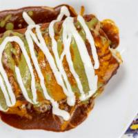 Spicy Chile Colorado (New) · Flour tortillas stuffed with marinated pork in our traditional spicy red sauce, rice, beans,...