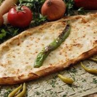 Cheese Pide · Stuffed dough dish of mozzarella cheese