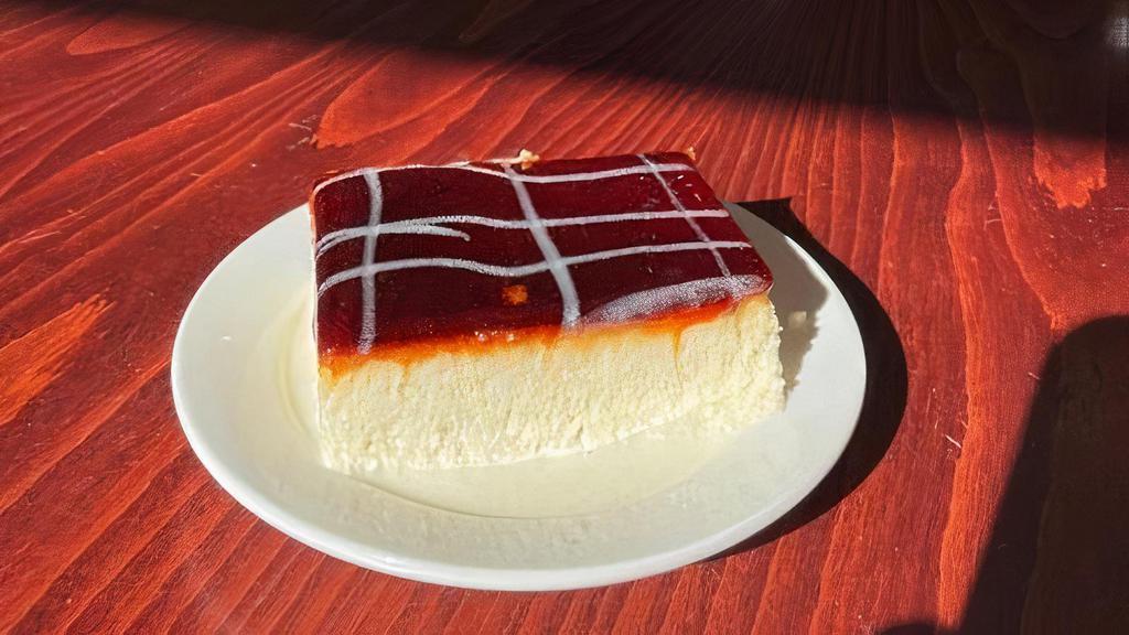 Tres Leches Cake · Homemade light and fluffy cake soaked in milk with different flavors, Caramel or Raspberry.