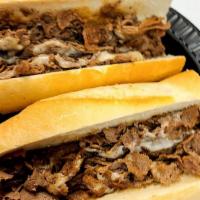 Cheese Steak · Philly style steak sandwich, choice of American, Provolone, or Whiz cheese.
