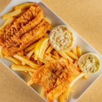 Fish & Chips* · Fresh native Atlantic cod fried golden brown, served with fries, tartar sauce and cole slaw....