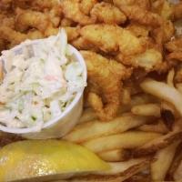 Fried Clam Strips* · Fried golden brown, served with fries, cole slaw and tartar sauce. *Consuming raw or underco...
