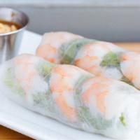 Summer Rolls (2) · Fresh rice paper wrapped around thin vermicelli, lettuce, mint, and your choice of protein.