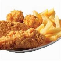 Chicken Fingers · 4 pieces. Served with honey mustard or BBQ.