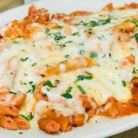 Baked Ziti · Served with soup or salad, side pasta and garlic knots.