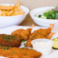 Fried Seafood Combo · Shrimp, crabcake and flounder. Served with soup or salad and french fries with your choice o...