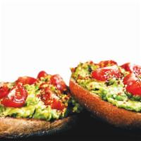Avocado Toast · Your Choice of Bagel Served Open Faced. Avocado Mash, Cherry Tomatoes, Chili Flakes, Everyth...