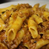Garganelli Bolognese · garganelli pasta with pork, beef,veal  ragu bolognese