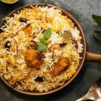 Shrimp Mugalai Biryani - ਝੀਂਗਾ ਮੁਗਾਲੈ ਬਿਰਾਨੀ · Spiced pieces of shrimp slow cooked with long grain basmati rice flavored with exotic spices...