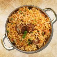 Jumbo Goat Biryani · Long grained rice flavored with fragrant spices flavored along with saffron and layered with...