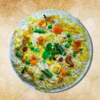 Jumbo Veggie Biryani · Long grained rice flavored with fragrant spices flavored along with saffron and layered with...