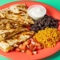 Chicken Quesadilla · Add regular, bbq, spicy bbq, chipotle, or buffalo for an additional charge.