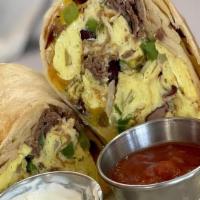Ultimate Burrito · Our breakfast burrito with shaved steak