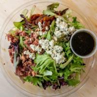 Peel House Salad (Regular) · Mixed greens, caramelized onion, bacon, gorgonzola and croutons.