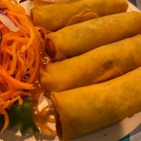 Spring Rolls · Our veggie rolls deep-fried and served with sweet and sour sauce.