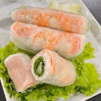 Spring Roll · Freshly Rolled Daily!

Pork belly, shrimp, rice noodles, cucumber, and lettuce wrapped with ...
