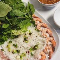 Bang Hoy · Vermicelli noodle with pork belly, shrimp, lettuce, cucumber, and bean sprout with sweet sou...