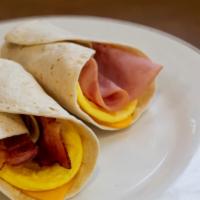 Meat, Egg & Cheese Wrap · Your choice of meat wrapped in a flour tortilla with egg and cheese.