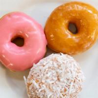 Strawberry Frosted Donut · Strawberry Frosted donut pictured top left