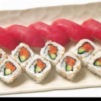 Tuna Lover · Four pieces of tuna nigiri with spicy tuna avocado maki.