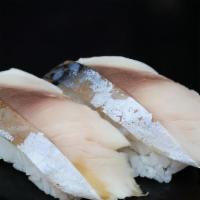 Mackerel Sushi · Two pieces.