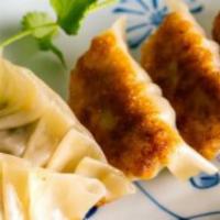 Gyoza · Pan fried or steamed pork dumpling or vegetable dumpling.