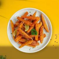 Sweet Darling Fries · (Vegetarian) Thick-cut sweet potato wedges fried until golden brown