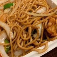 Spicy Noods · Choice of tofu, beef, chicken, pork, squid, and shrimp stir fried ramen noodle with onion, g...