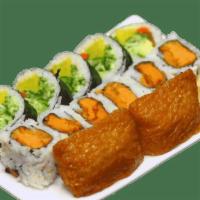 Sushi Box G · 2 pieces inari sushi, veggie roll, and sweet potato roll